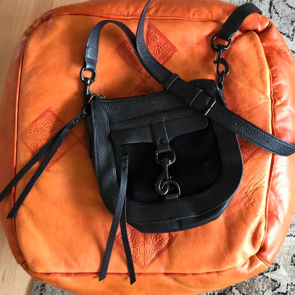 small black leather body purse